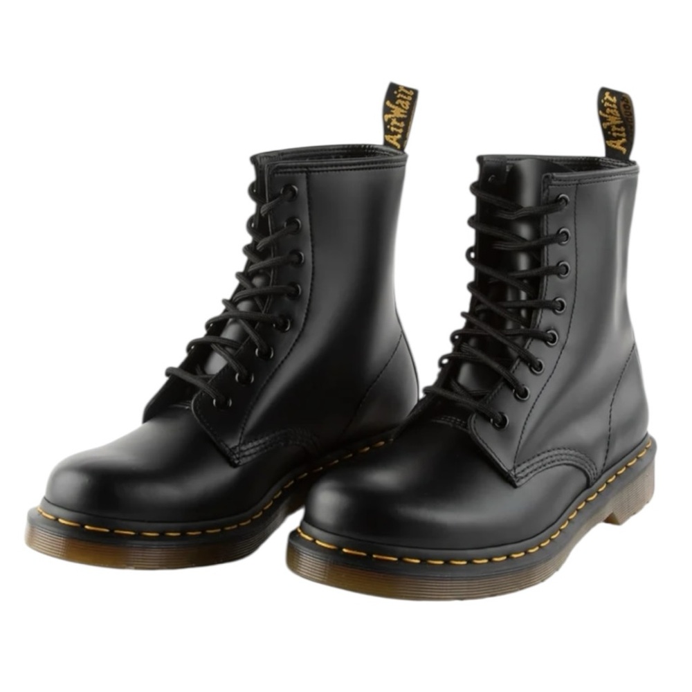 DR. MARTENS Black Leather 1460 8-Eyelet Tie Ankle Womens Boots Size 6